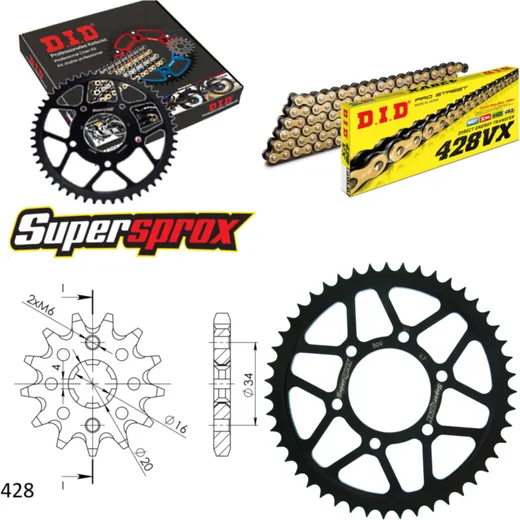 Chain Kit - Steel - for: SUZUKI TS125 73-77 14-47-118 DID428VX(G&B) endless
