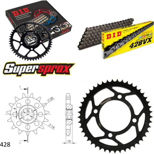 Chain Kit - Steel - for: SUZUKI GZ125 Marauder 80km/h 98-14 14-45-132 DID428VX endless