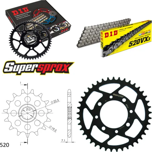 Chain Kit - Steel - for: SUZUKI GN250 E 85-96/GNX250 E 82-84 15-41-100 DID520VX3 Clip