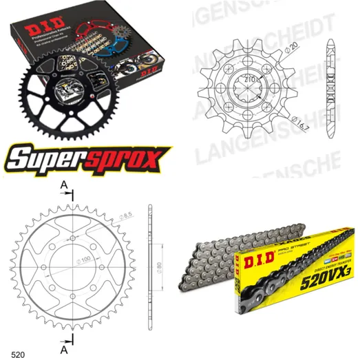 Chain Kit - Steel - for: SUZUKI GSX250 E 4 x Ø10.5 80-81 14-47-104 DID520VX3 Clip