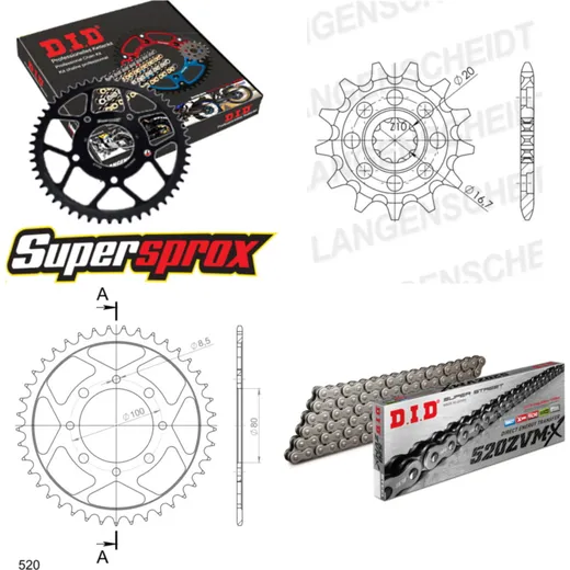 Chain Kit - Steel - for: SUZUKI GSX250 E 4 x Ø10.5 80-81 14-47-104 DID520ZVM-X endless