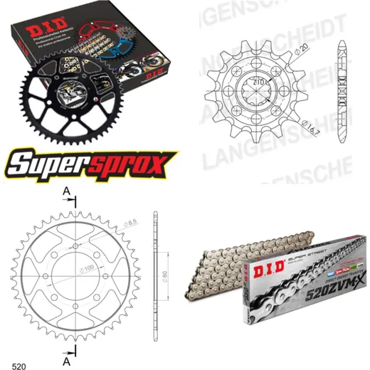 Chain Kit - Steel - for: SUZUKI GSX250 E 4 x Ø10.5 80-81 14-47-104 DID520ZVM-X(S&S) rivet