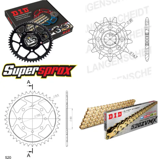 Chain Kit - Steel - for: SUZUKI GSX250 E 4 x Ø10.5 80-81 14-47-104 DID520ZVM-X(G&G) rivet