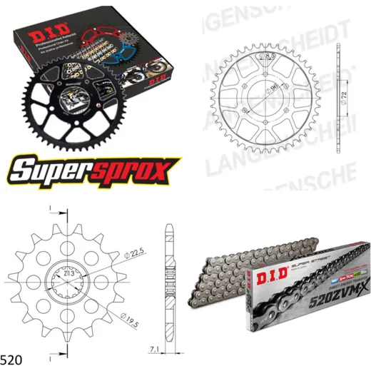 Chain Kit - Steel - for: SUZUKI SP370 77-80 15-42-100 DID520ZVM-X endless