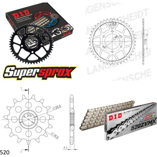 Chain Kit - Steel - for: SUZUKI SP370 77-80 15-42-100 DID520ZVM-X(S&S) endless