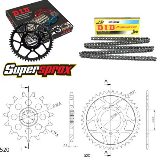 Chain Kit - Steel - for: SUZUKI VL250 LC Intruder 00-08 15-43-114 DID520NZ Clip