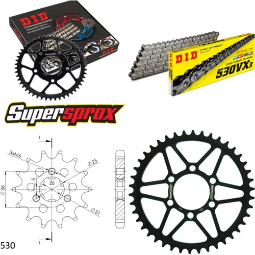 Chain Kit - Steel - for: SUZUKI GT380 73-77 14-42-104 DID530VX3 rivet