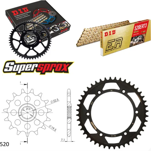 Kettensatz Stahl für: SUZUKI DR400 S 80-81 16-44-106 DID520ERT2(G&G) Clip