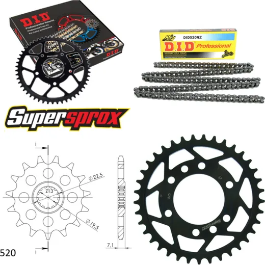 Chain Kit - Steel - for: SUZUKI GN400 /L /TD 80-82 16-37-098 DID520NZ Clip