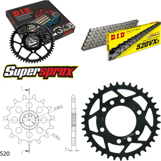 Chain Kit - Steel - for: SUZUKI GN400 /L /TD 80-82 16-37-098 DID520VX3 Clip