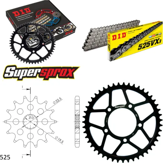 Chain Kit - Steel - for: SUZUKI GSF400 Bandit 91-92 14-47-114 DID525VX3 endless