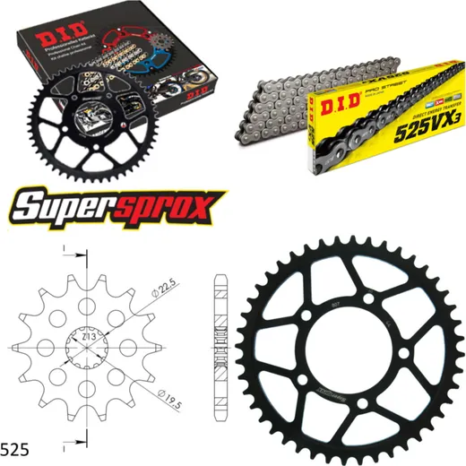 Chain Kit - Steel - for: SUZUKI GSX-R 400 91-97 14-44-108 DID525VX3 Clip