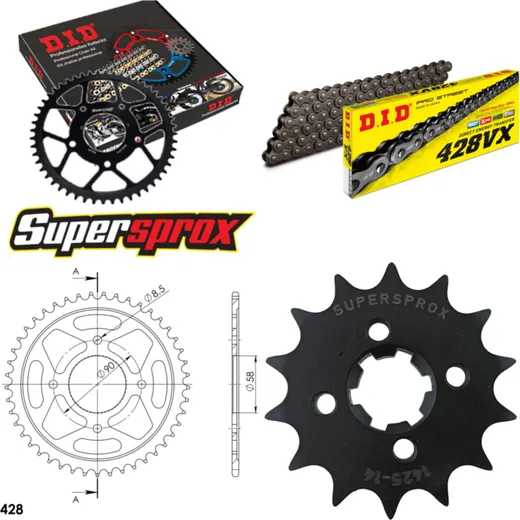 Chain Kit - Steel - for: SUZUKI GSX125 S /R 17- 14-45-122 DID428VX endless