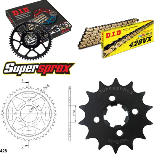 Chain Kit - Steel - for: SUZUKI GSX125 S /R 17- 14-45-122 DID428VX(G&B) Clip