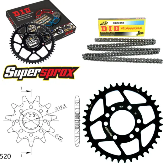 Chain Kit - Steel - for: SUZUKI LT160E Quadrunner 89-92/LT160F 11-39-084 DID520NZ Clip