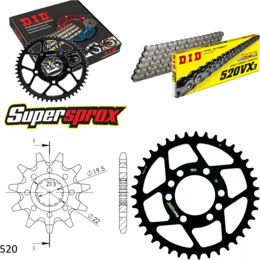 Chain Kit - Steel - for: SUZUKI LT160E Quadrunner 89-92/LT160F 11-39-084 DID520VX3 endless
