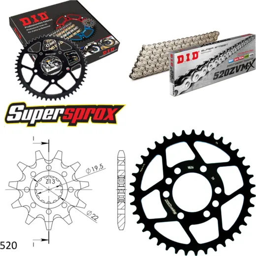 Chain Kit - Steel - for: SUZUKI LT160E Quadrunner 89-92/LT160F 11-39-084 DID520ZVM-X(S&S) rivet