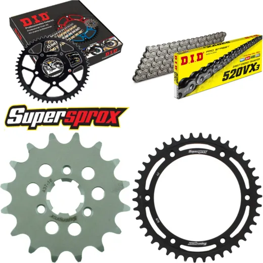 Chain Kit - Steel - for: SUZUKI DR600 R Dakar 86-90/DR600 S 85 16-42-108 DID520VX3 endless