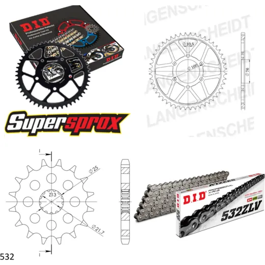 Kettensatz Stahl für: SUZUKI GSX1100 F 89-96 15-52-122 DID532ZLV Endlos