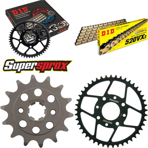 Chain Kit - Steel - for: KTM 125 Duke 4-Loch 11-15 14-45-112 DID520VX3(G&B) endless