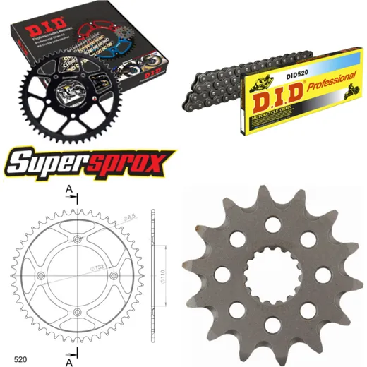 Chain Kit - Steel - for: KTM Freeride 13-16 14-46-110 DID520 Clip
