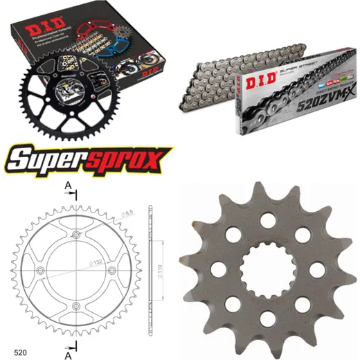 Chain Kit - Steel - for: KTM Freeride 13-16 14-46-110 DID520ZVM-X endless