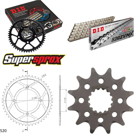Chain Kit - Steel - for: KTM Freeride 13-16 12-48-110 DID520ZVM-X(S&S) endless