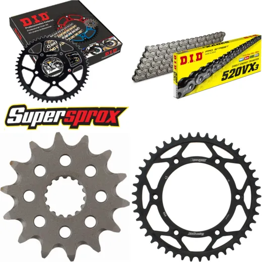 Chain Kit - Steel - for: KTM SMR525 04-06/SMR560 06-07 14-45-114 DID520VX3 rivet