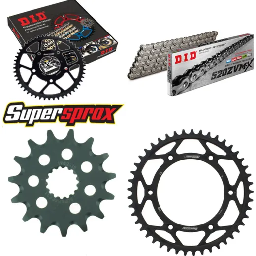 Chain Kit - Steel - for: KTM EGS400 LC4 93-98/EGS400 LC4 LSE 9 15-45-118 DID520ZVM-X rivet