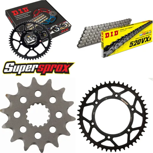 Chain Kit - Steel - for: KTM EGS125 98-99/EXC525 Racing 2T 03- 14-48-118 DID520VX3 rivet