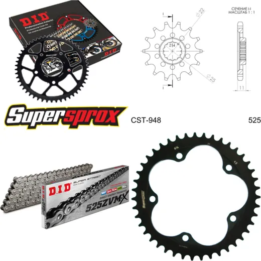 Chain Kit - Steel - for: MV Agusta Brutale 910 R 06-09/Brutale 15-43-112 DID525ZVM-X rivet