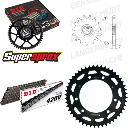 Kettensatz Stahl für: RIEJU MRX50 /Racing [6 x Ø8.5] 01-02/ 12-48-124 DID420V Clip