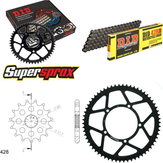 Chain Kit - Steel - for: SACHS ZX125 97-02 16-62-140 DID428D Clip