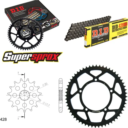 Chain Kit - Steel - for: SACHS ZZ125 98-02 16-56-136 DID428HD Clip