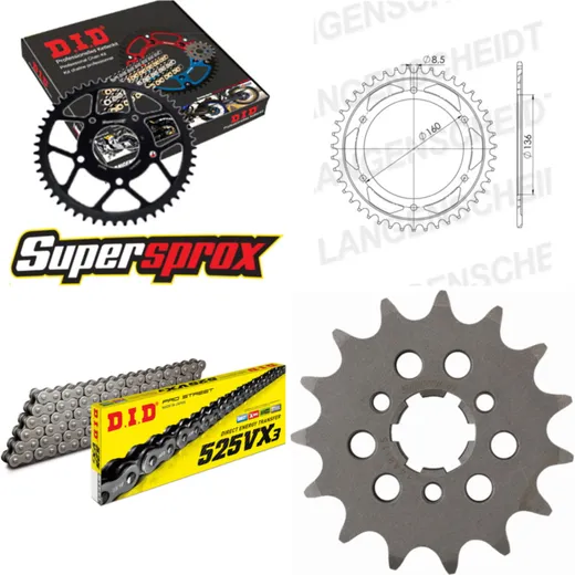 Kettensatz Stahl für: SACHS Roadster 650 00-06 15-41-114 DID525VX3 Endlos