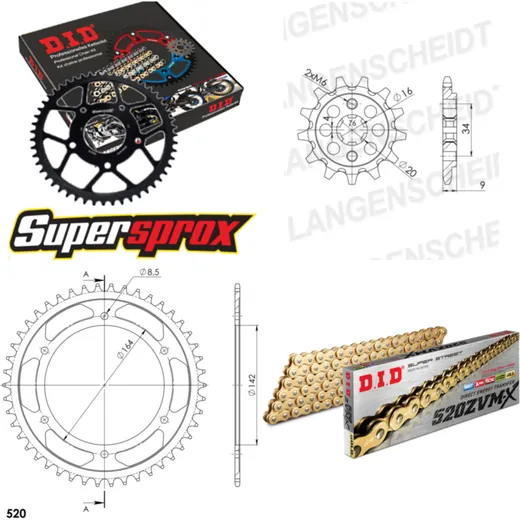 Kettensatz Stahl für: HYOSUNG GT250 Naked 04-06/GT250 R Nak 14-46-112 DID520ZVM-X(G&G) Endlos