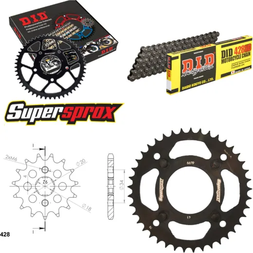 Chain Kit - Steel - for: SYM/SANYANG Husky 125 96-05 15-41-126 DID428HD Clip