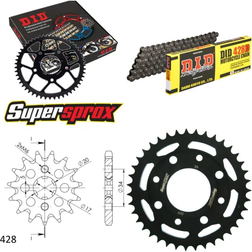 Chain Kit - Steel - for: KYMCO Sector 125 98-02 16-39-110 DID428D Clip