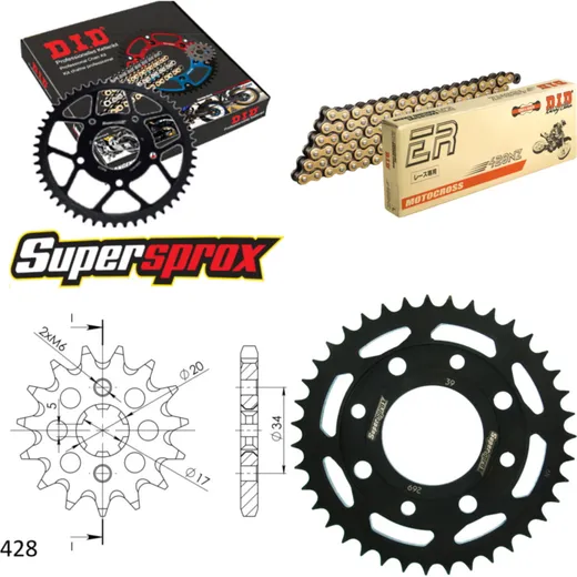 Chain Kit - Steel - for: KYMCO Sector 125 98-02 16-39-110 DID428NZ(G&B) Clip