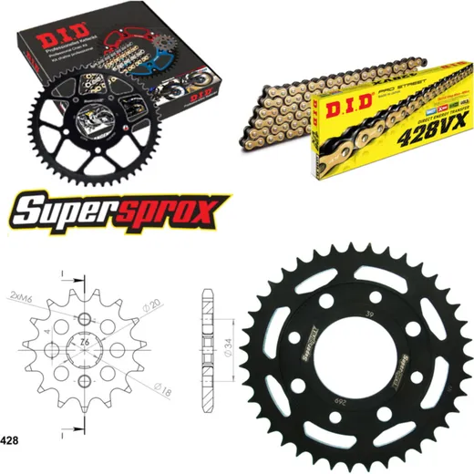 Chain Kit - Steel - for: KYMCO CK125 06-07 15-39-110 DID428VX(G&B) endless