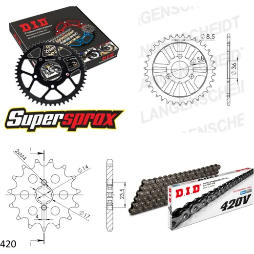 Chain Kit - Steel - for: E-Ton Lightning AXL-50 99-03/Thunder 19-28-078 DID420V Clip