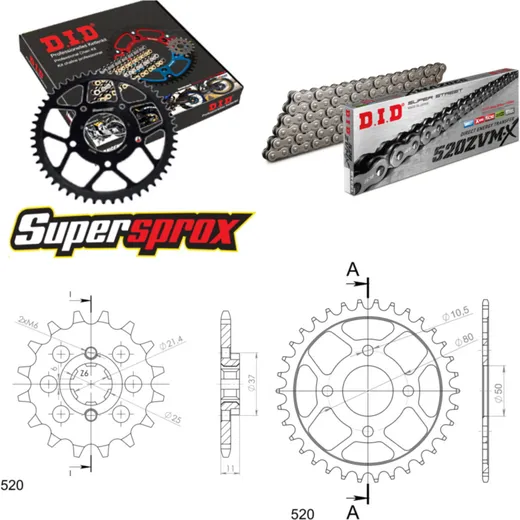 Chain Kit - Steel - for: E-Ton Yukon EXL-150 03-12 15-34-080 DID520ZVM-X endless