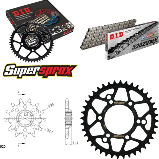 Chain Kit - Steel - for: POLARIS Trail Blazer 250 94-94/Trail 11-40-086 DID520ZVM-X endless