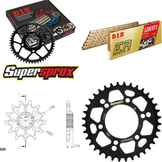 Chain Kit - Steel - for: POLARIS Trail Blazer 250 15.07.2000 11-36-086 DID520ERT2(G&G) Clip