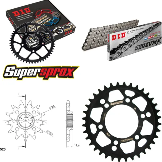 Chain Kit - Steel - for: POLARIS Trail Blazer 250 15.07.2000 11-36-086 DID520ZVM-X endless