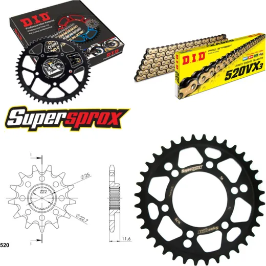 Chain Kit - Steel - for: POLARIS Trail Blazer 250 02-05 11-36-076 DID520VX3(G&B) rivet