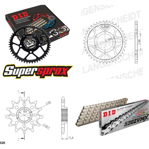 Chain Kit - Steel - for: POLARIS Sport 400 L 94-95 12-34-084 DID520ZVM-X(S&S) rivet