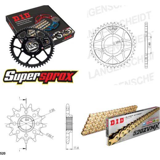 Chain Kit - Steel - for: POLARIS Sport 400 L 94-95 12-34-084 DID520ZVM-X(G&G) endless