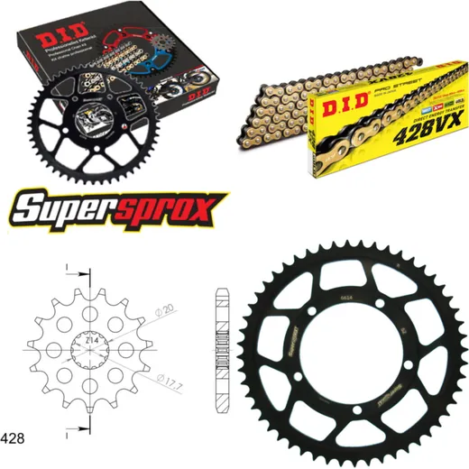 Chain Kit - Steel - MUZ SX125 02-11 16-52-134 DID428VX(G&B) endless