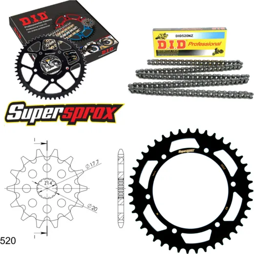 Kettensatz Stahl für: Gas Gas SM125 02-09 13-43-112 DID520NZ Clip